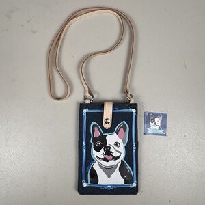 NWT OH SO ADORABLE! BRIGHTON BUDDY DENIM POUCH CROSSBODY FRENCH BULLDOG MSRP $75
